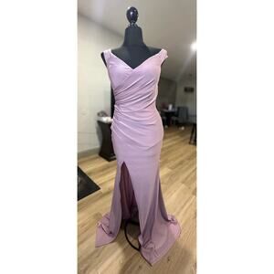 Women's Faeriesty Elegant Sleeveless Satin Slit Dress Lavender Sz: Medium (7-9)